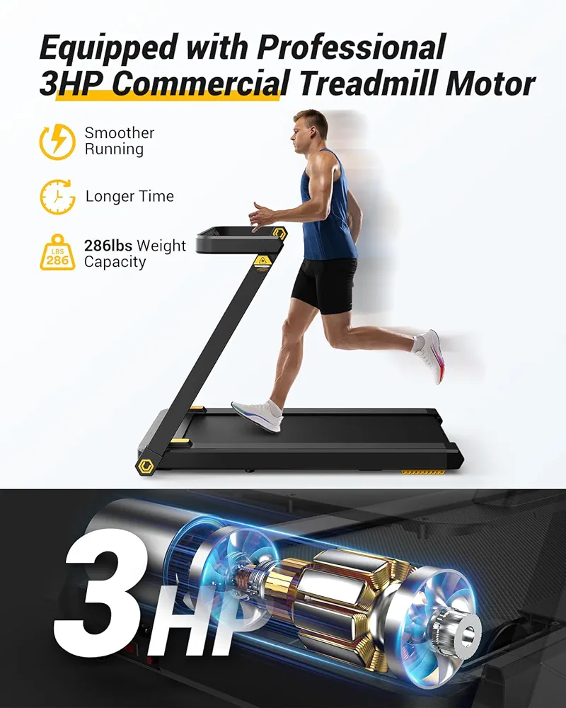 UREVO Treadmill with Desk, 3 in 1 Foldable Treadmill with Removable Desk, Install Free Under Desk Treadmill, 3HP Powerful Walking Treadmill for Office with Remote and 2s Folding